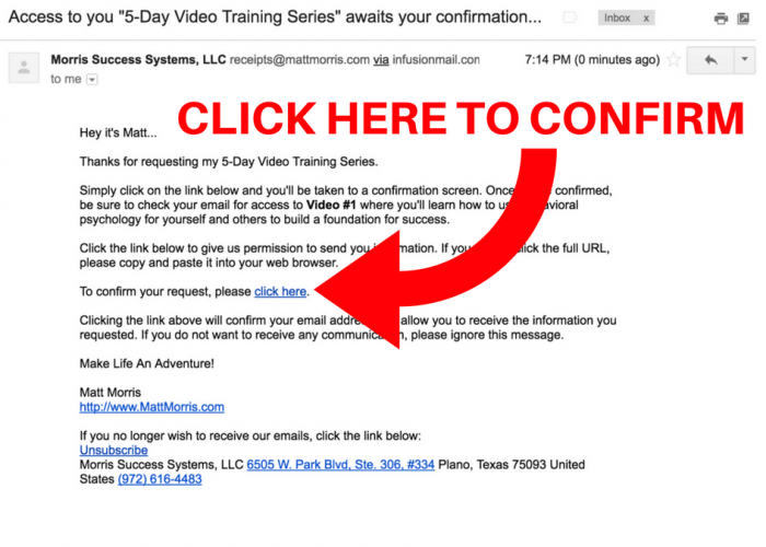 Email confirmation